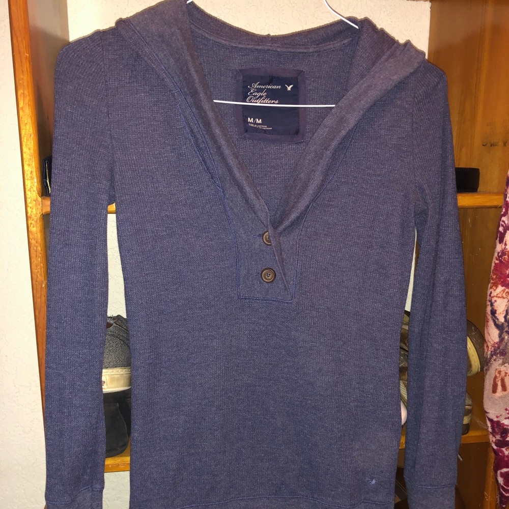Blue hooded sweater
